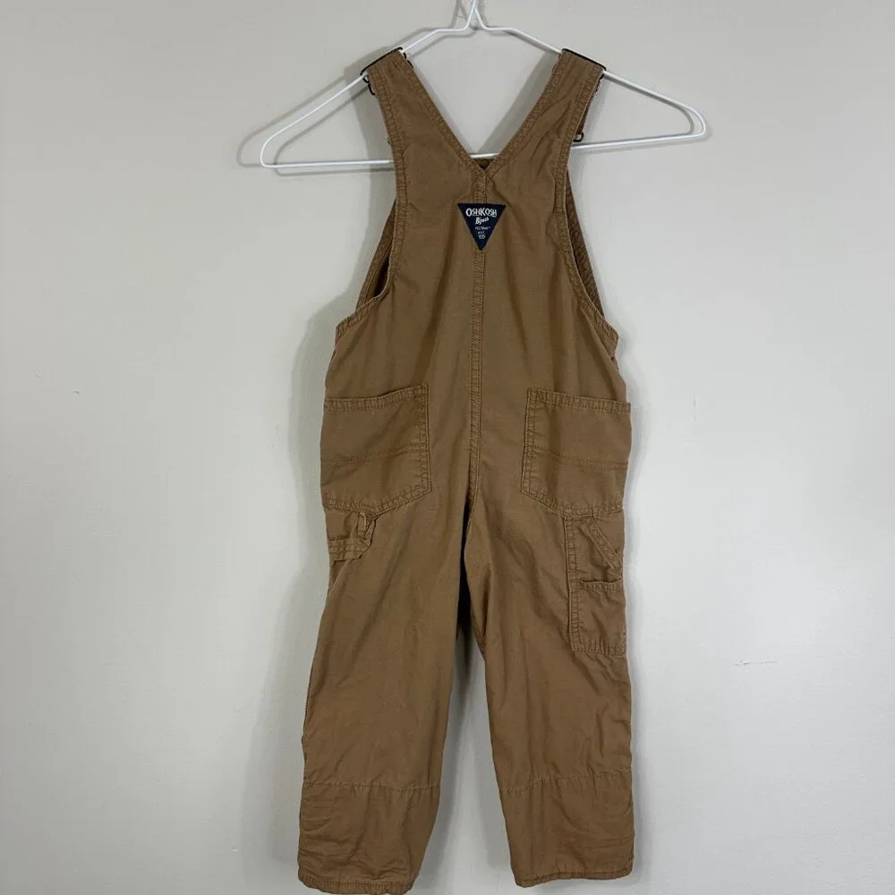 Oshkosh B'gosh Cotton Bib Overalls Vestbak Girl's 4T Khaki / Pink Girls 4T Capri